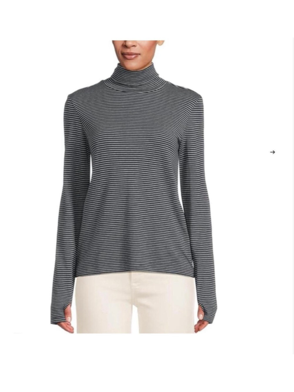 NWT Faherty Cloud Layering Turtleneck Top in Cream Eclipse Stripe Navy- Size XS